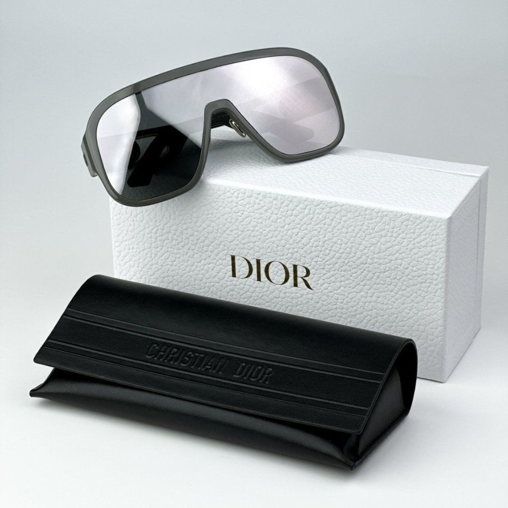 NEW Dior DIORBOBBYSPORT M1U 45A7 Grey Silver Mirror Unisex Mask Sunglasses - Picture 12 of 12